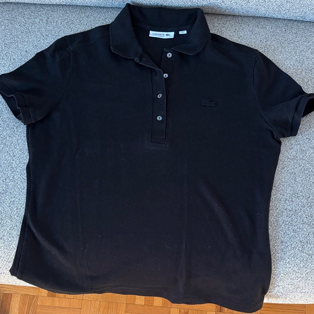 Lacoste Slim fit black polo shirt women 40